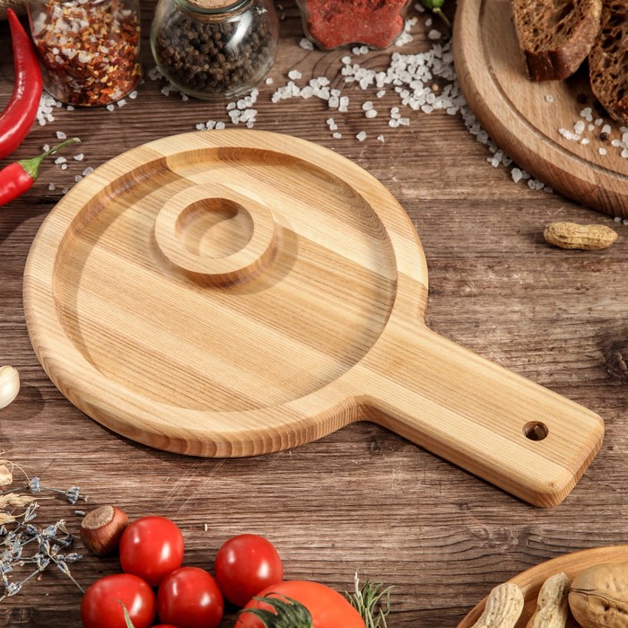Тарелка-поднос "Сырная сковорода", массив ясеня 30 х 20 х 2 см