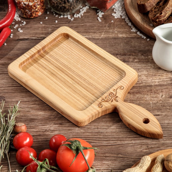 Доска для нарезки и подачи "Нежность", 1 секция, массив ясеня,30 х 15 х 2 см