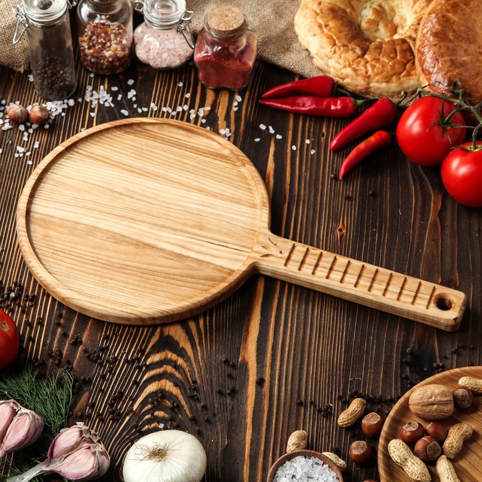 Доска для подачи и разделки "Блинная", массив ясеня, 45 х 25 х 2 см