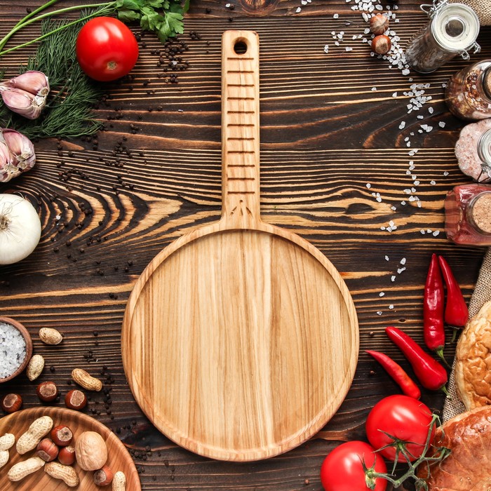 Доска для подачи и разделки "Блинная", массив ясеня, 45 х 25 х 2 см