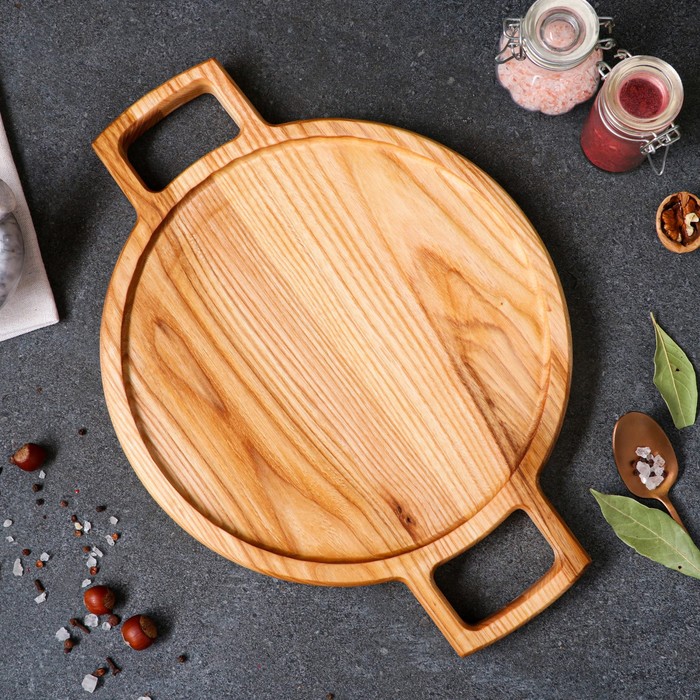 Тарелка-поднос "Десертная", массив ясеня, 40 х 30 х 2 см