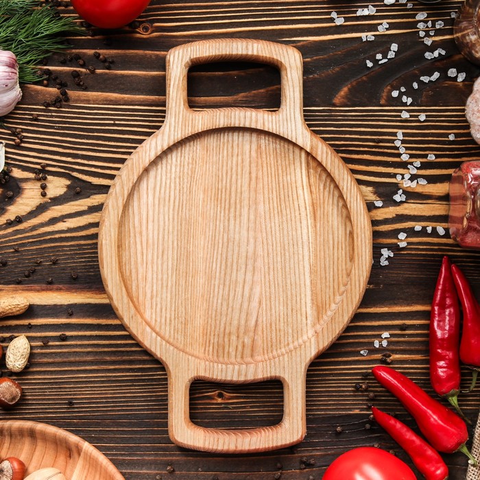 Тарелка-поднос "Десертная", массив ясеня, 30 х 20 х 2 см