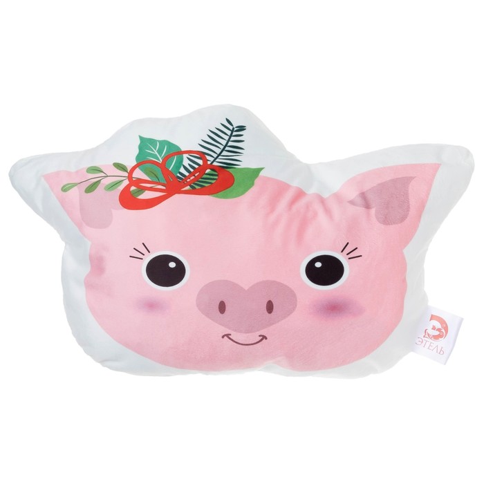 Подушка "Этель" Хрюня 46х30 см, велюр, 100% п/э