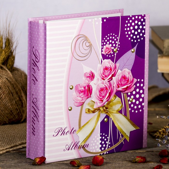 Фотоальбом на 100 фото 13х18 см "Романтичный букет" в коробке МИКС 21,5х19х5,5 см