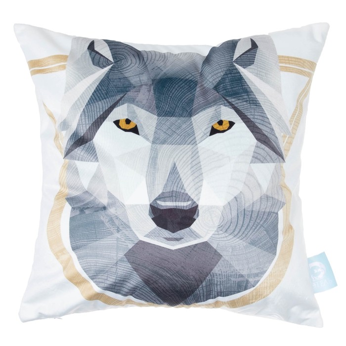 Подушка "Этель" Волк 43х43 см, велюр, 100% п/э
