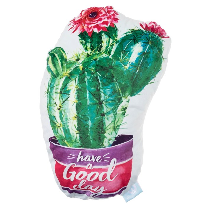 Подушка "Этель" Кактус 35х51 см, велюр, 100% п/э