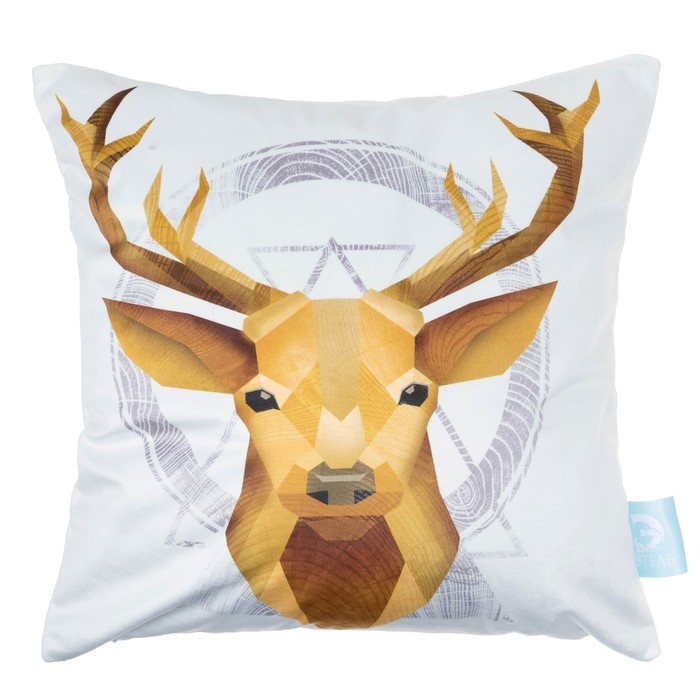 Подушка "Этель" Олень 43х43 см, велюр, 100% п/э