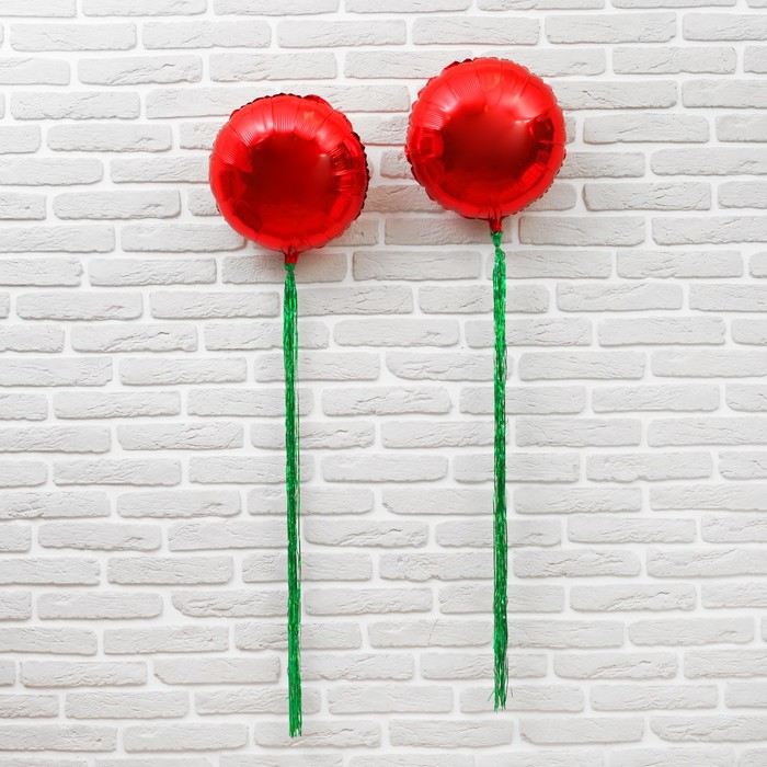 Набор "Шар 18" и лента фольга" красный, круг, 2 шт