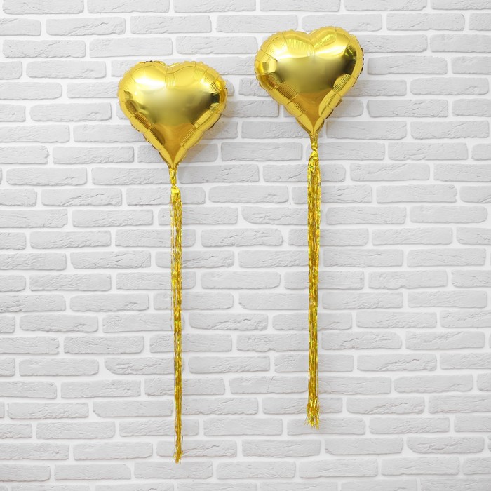 Набор "Шар 18" и лента фольга" золотой, сердце, 2 шт