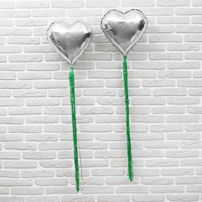 Набор "Шар 18" и лента фольга" серебряный, сердце, 2 шт