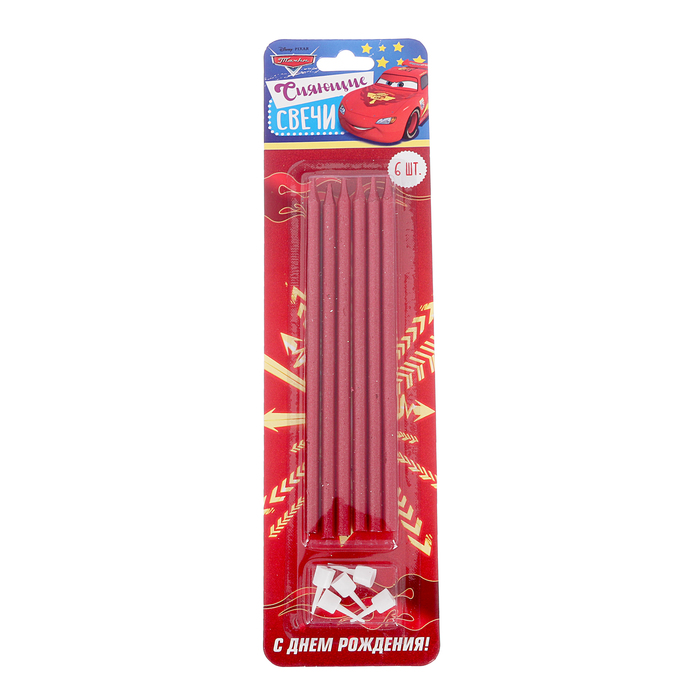 Свеча в торт Дисней "С днем рождения", Тачки, (набор 6 шт)