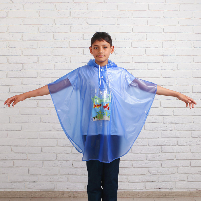 Дождевик детский "Горох", пончо, фиолетовый