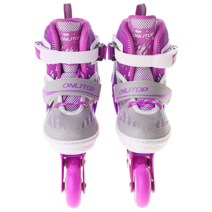 Роликовые коньки раздвижные, ABEC 7, колеса PU 64 мм, алюминиевая рама, white/violet р.31-34 29281