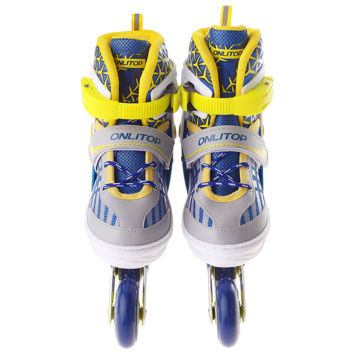 Роликовые коньки раздвижные, ABEC 7, колеса PU 70 мм, алюминиевая рама, white/blue р.35-38