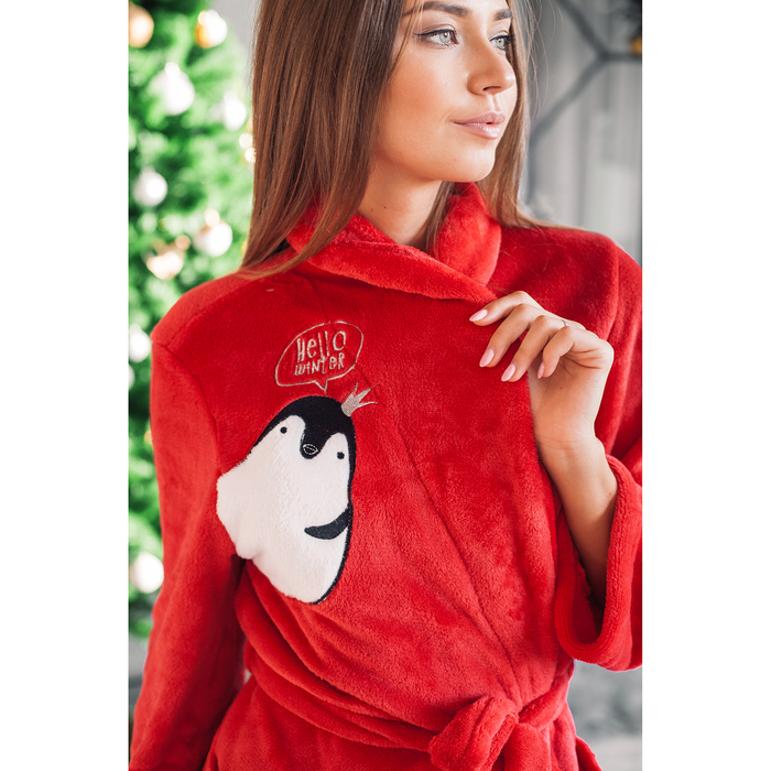 Халат женский KAFTAN "Hello winter" бордовый, р-р 40-42, 100% п/э, велсофт