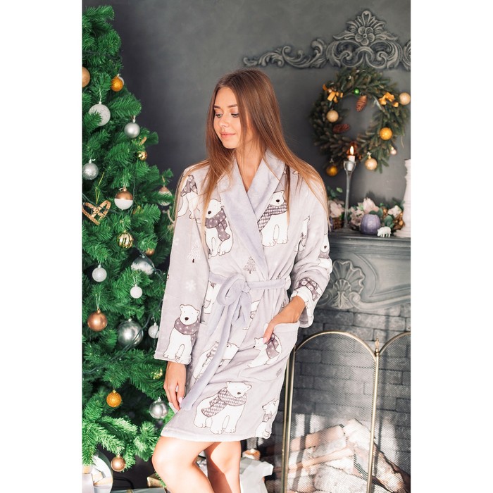Халат женский KAFTAN "White bear" белый, р-р 40-42, 100% п/э, велсофт