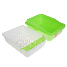

Туалет с бортом, порожком, пластиковой вставкой с сеткой и совком, 51х40х18,5 см, зеленый