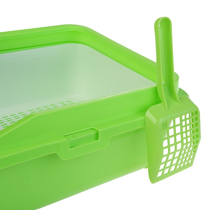 Туалет с бортом, порожком, пластиковой вставкой с сеткой и совком, 51х40х18,5 см, зеленый