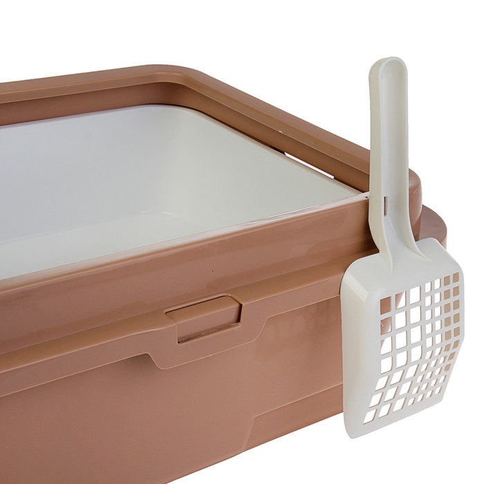 Туалет с бортом, пластиковой вставкой с сеткой, выдвижным поддоном и совком, 51х40х18,5 см