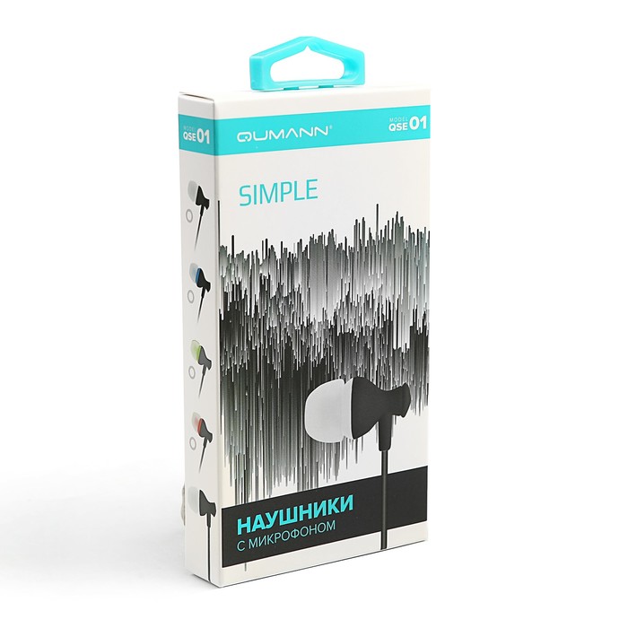 Гарнитура Qumann QSE-01 Simple 40013, чёрно-зелёная