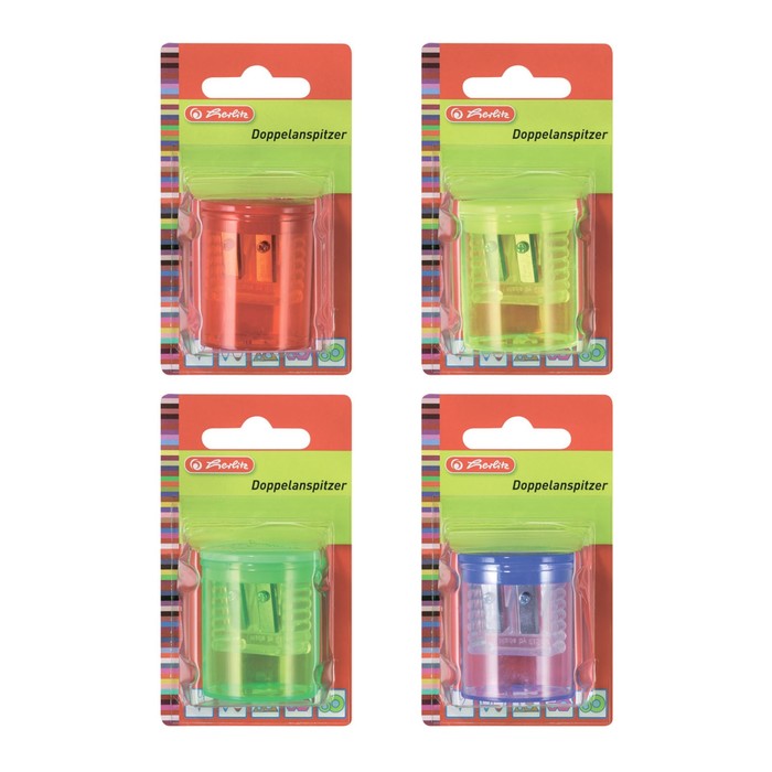 Точилка 2 отверстия с контейнером Herlitz, блистер 8680100