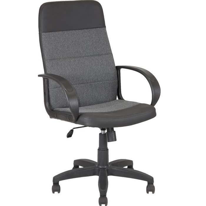 Кресло AV 112 PL, ткань/искусственная кожа, серое/чёрное