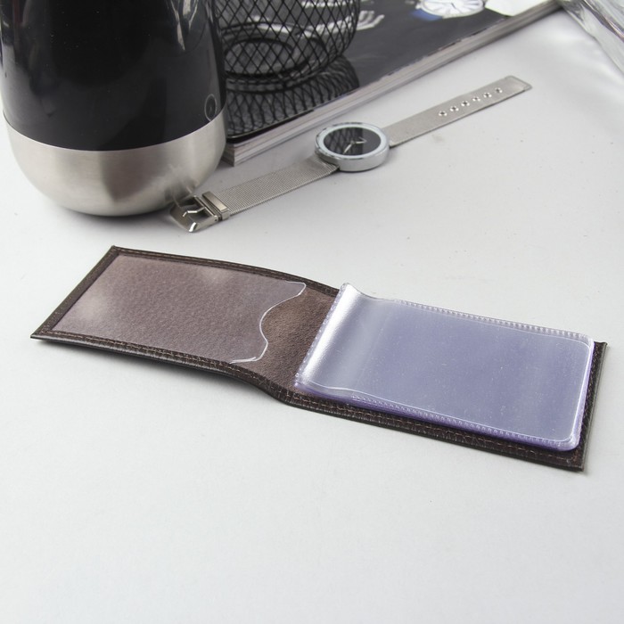 Визитница, 1 ряд, 18 листов, флотер, цвет коричневый