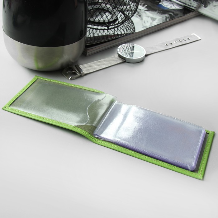 Визитница, 1 ряд, 18 листов, флотер, цвет салатовый