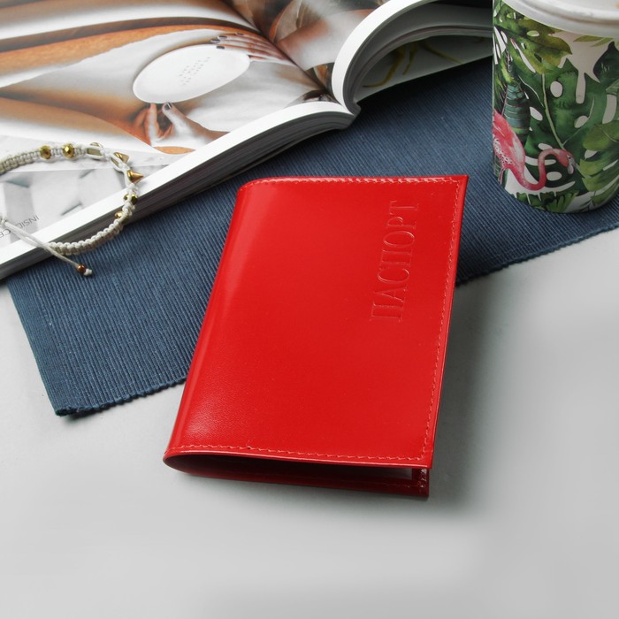Обложка для паспорта, шик, цвет алый