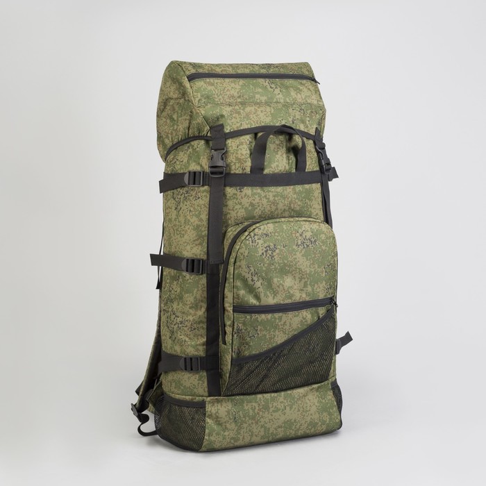 Рюкзак туристический "СПУТНИК", 60 л, отдел на шнурке, 3 наружных кармана, цвет камуфляж Цифра