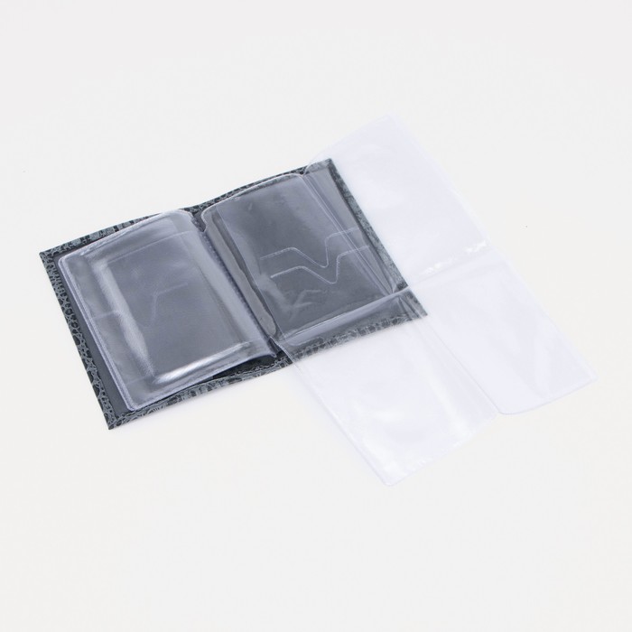 Обложка для автодокументов, крокодил, цвет серый