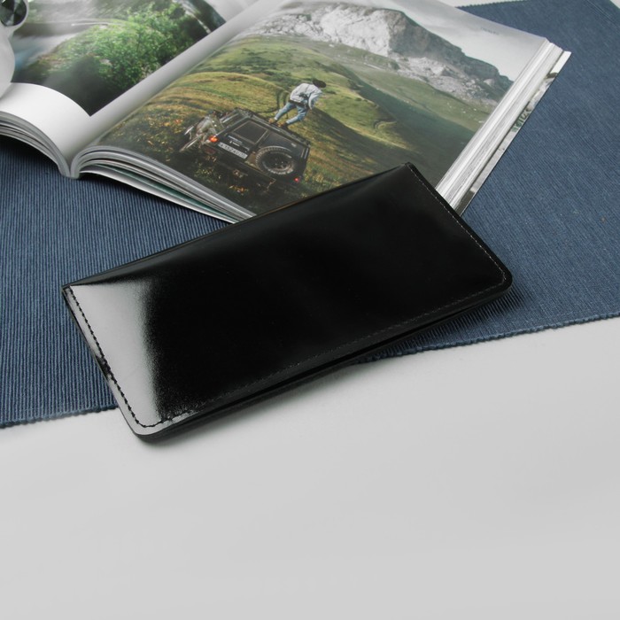 Портмоне мужское, 2 отдела, для кредиток, наружный карман, шик, цвет чёрный