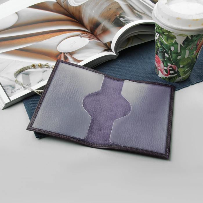 Обложка для паспорта, флотер, цвет фиолетовый