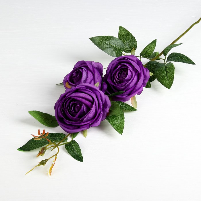 Цветок искусственные "Роза" три бутона, 9*80 см, фиолетовая