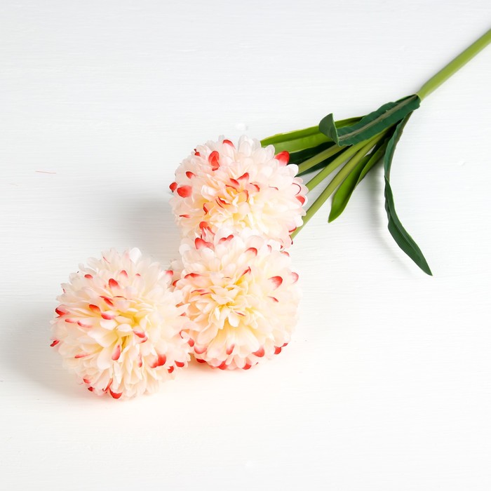 Цветы искусственные "Георгин Дана" три бутона 9*85 см, белый