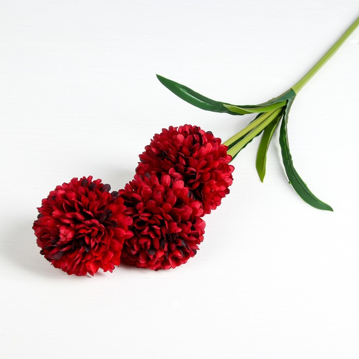 Цветы искусственные "Георгин Дана" три бутона 9*85 см, бордовый