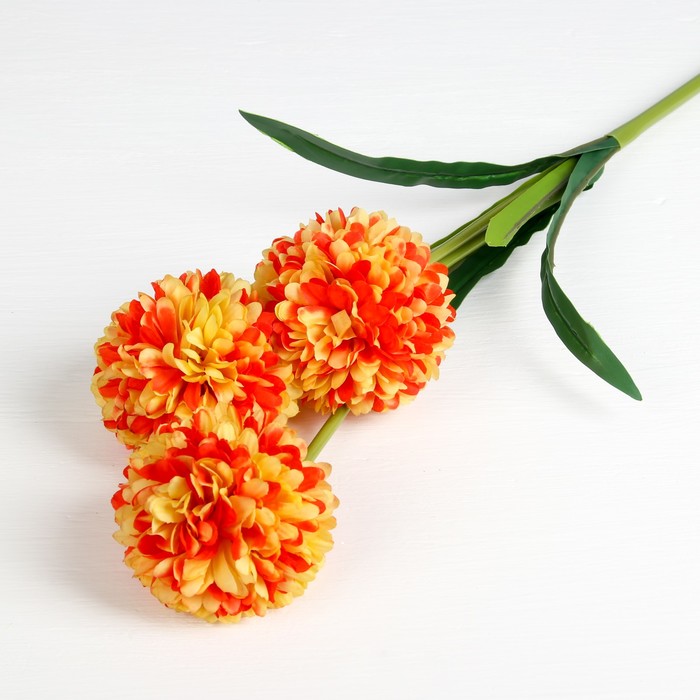 Цветы искусственные "Георгин Дана" три бутона 9*85 см, оранжевый