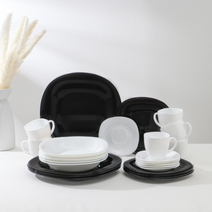 Сервиз столовый Luminarc Carine White&Black, стеклокерамика, 30 предметов, цвет белый и чёрный сервиз столовый luminarc carine стеклокерамика 19 предметов цвет белый