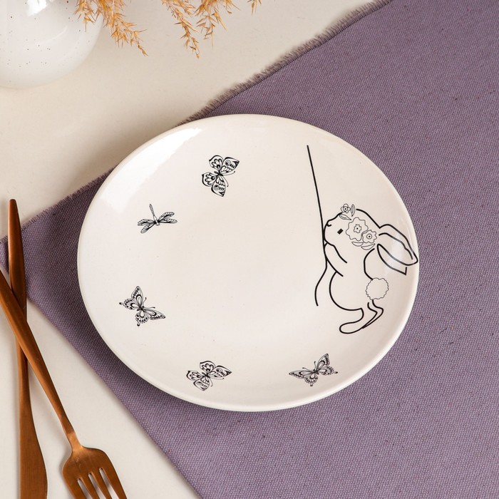 Тарелка "Зайчик" плоская, 19,5 см, микс