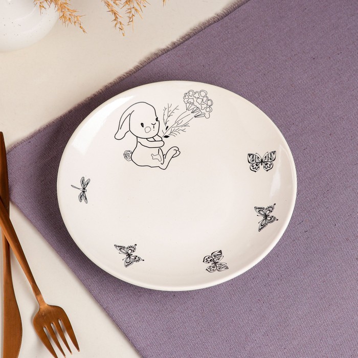 Тарелка "Зайчик" плоская, 19,5 см, микс