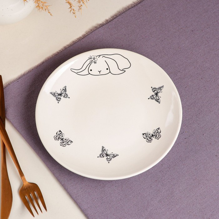 Тарелка "Зайчик" плоская, 19,5 см, микс