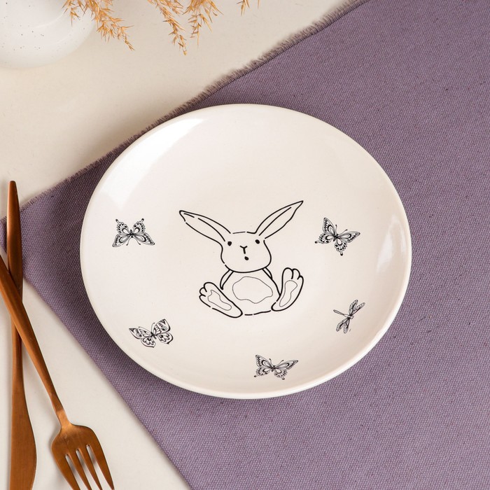 Тарелка "Зайчик" плоская, 19,5 см, микс