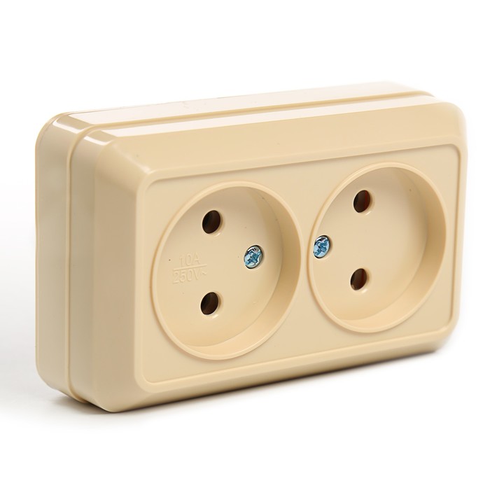 Розетка двойная 2П открытой установки IP20 10А, сл. кость "Ладога" TDM