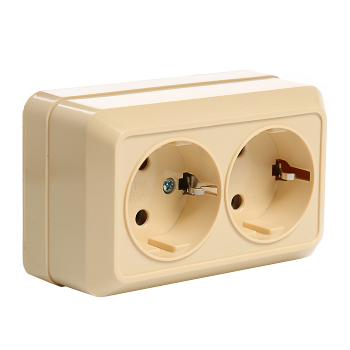 Розетка двойная 2П+3 открытой установки IP20 16А, сл. кость "Ладога" TDM