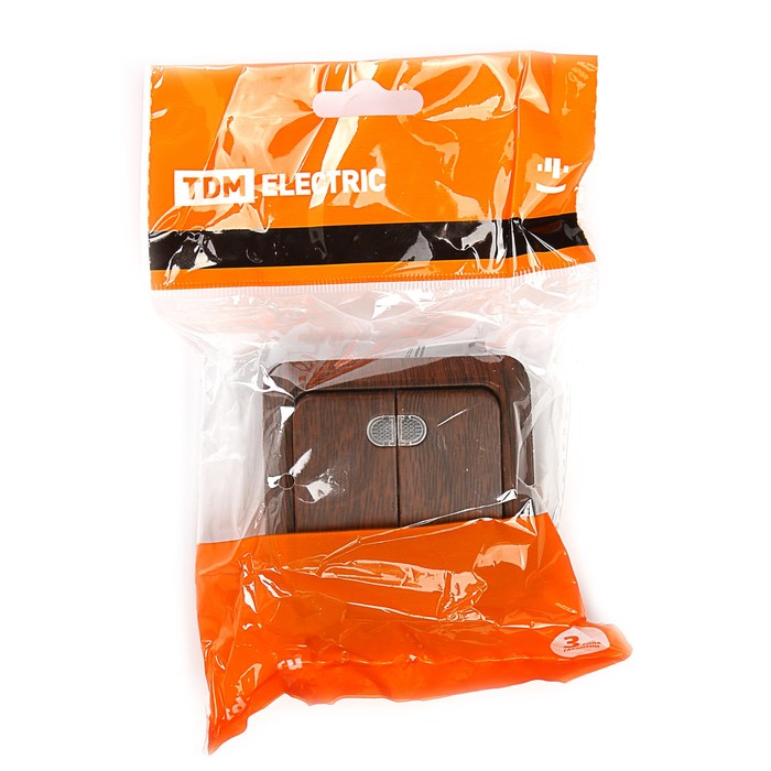 Выключатель 2-кл. открытой установки с подсветкой IP20 10А, бук "Ладога" TDM