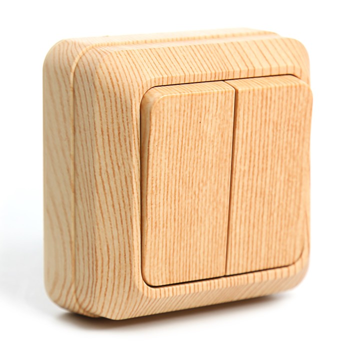 Выключатель 2-кл. открытой установки IP20 10А, сосна "Ладога" TDM