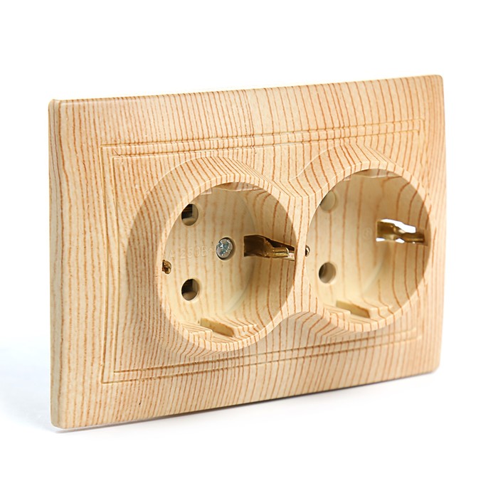 Розетка двойная 2П+З 16А 250В "ЭКО" (сосна) "Таймыр" TDM