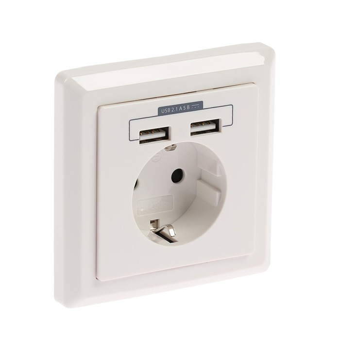 Блок мультифункциональный "Сенеж 2" 2П+3 16А 250В + 2 USВ-порта для зарядки 5В 2,1А TDM