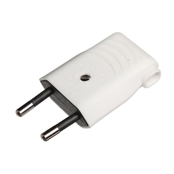 Вилка б/з белая 10А 250В (евровилка CEE 7/16) угловой вывод проводника TDM