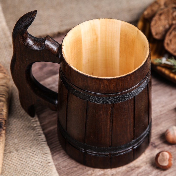 Кружка пивная деревянная "Мюнкер", темная, 0,5 л